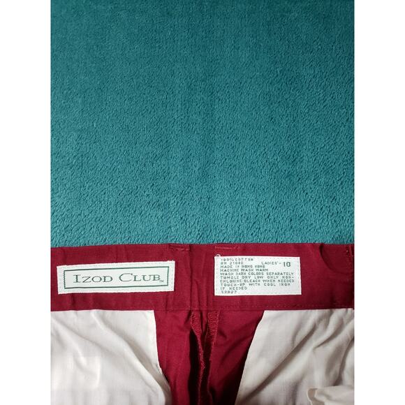 VINTAGE Izod Pants Size 10 Womens Red Khaki Career Slacks Cotton Pleated NWT - Picture 4 of 12